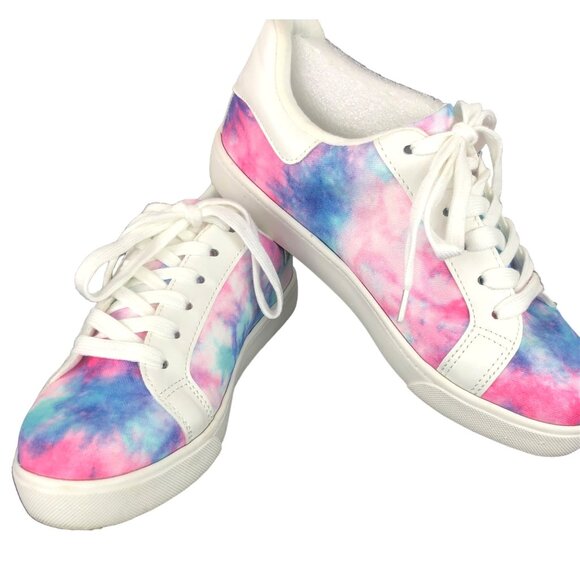 Pink & Blue Tie Dye Lace Up Sneakers by Soda Womens Size 8 - Picture 2 of 16
